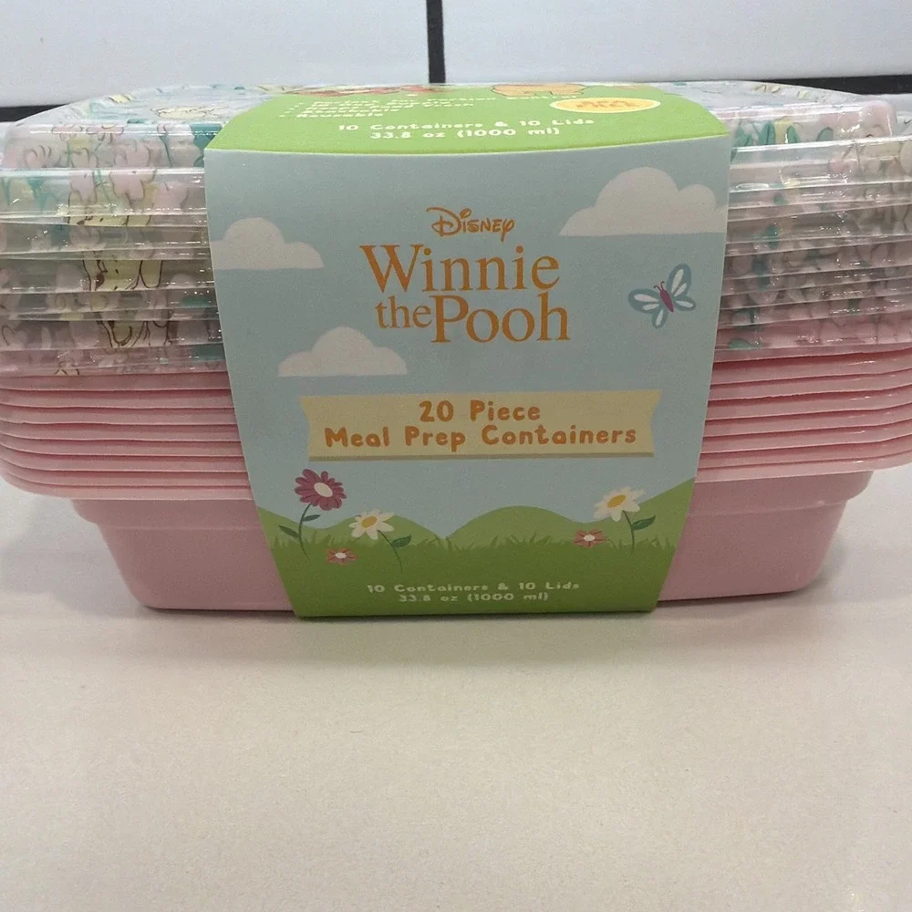 Disney Winnie The Pooh Tigger 20 Pc Meal Prep Containers Spring Floral NEW! Pink